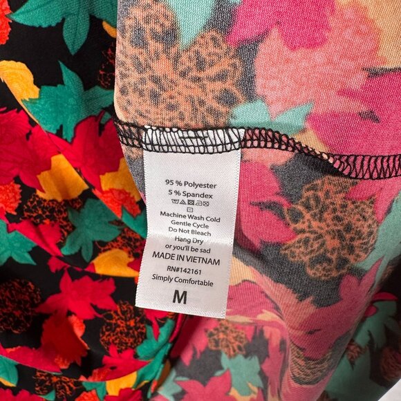 LuLaRoe IRMA Black ROSES Floral Pink Yellow Red Hi-Low Tunic Top Shirt MEDIUM M - Picture 3 of 6